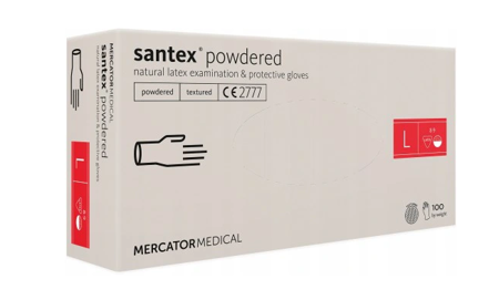  Mercator Santex Powdered Rękawiczki jednorazowe lateksowe pudrowane L 100 szt.Kremowe
